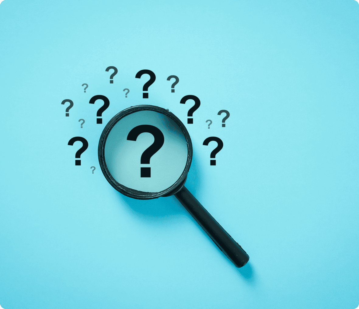 Inquiry concept with magnifying glass