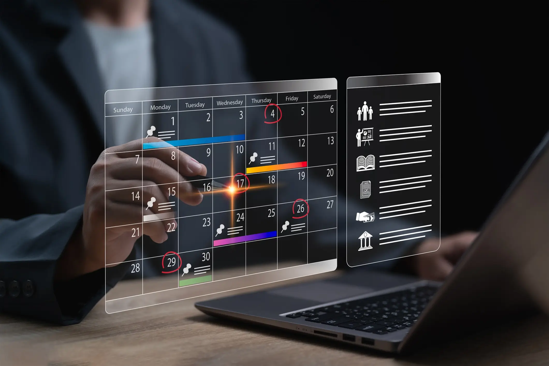 Digital calendar with holographic interface